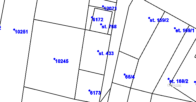 Parcela st. 433 v KÚ Hrabětice, Katastrální mapa