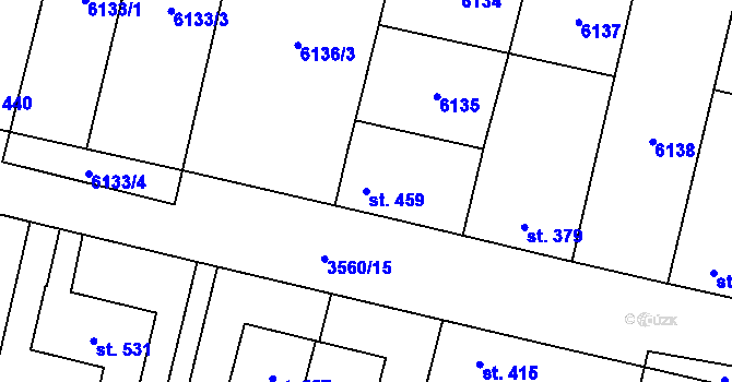 Parcela st. 459 v KÚ Hrabětice, Katastrální mapa