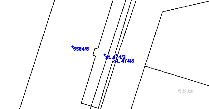 Parcela st. 474/2 v KÚ Hrabětice, Katastrální mapa