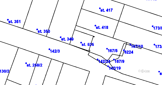 Parcela st. 525 v KÚ Hrabětice, Katastrální mapa