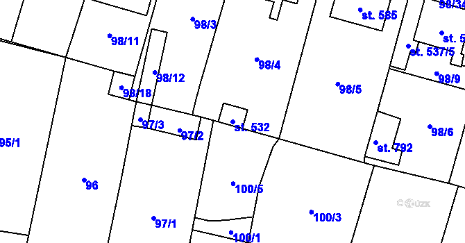 Parcela st. 532 v KÚ Hrabětice, Katastrální mapa
