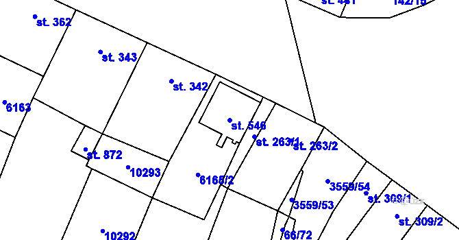 Parcela st. 546 v KÚ Hrabětice, Katastrální mapa