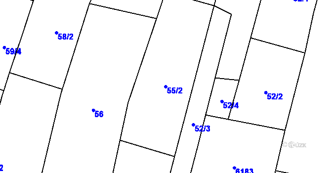 Parcela st. 55/2 v KÚ Hrabětice, Katastrální mapa