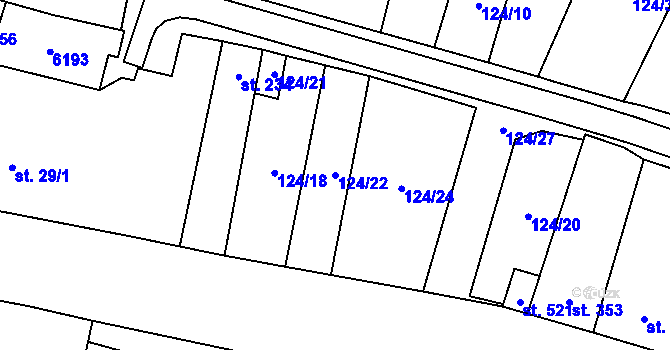 Parcela st. 124/22 v KÚ Hrabětice, Katastrální mapa