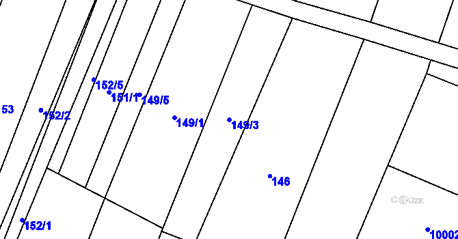 Parcela st. 149/3 v KÚ Hrabětice, Katastrální mapa