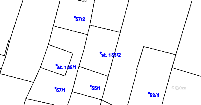 Parcela st. 133/2 v KÚ Hrabětice, Katastrální mapa