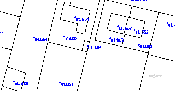 Parcela st. 656 v KÚ Hrabětice, Katastrální mapa