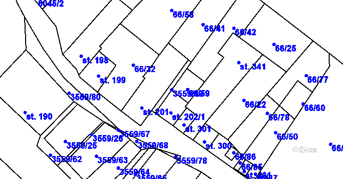 Parcela st. 3559/49 v KÚ Hrabětice, Katastrální mapa
