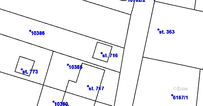 Parcela st. 716 v KÚ Hrabětice, Katastrální mapa