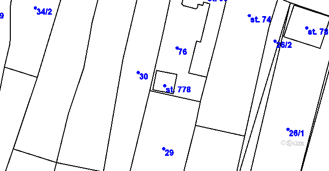 Parcela st. 778 v KÚ Hrabětice, Katastrální mapa
