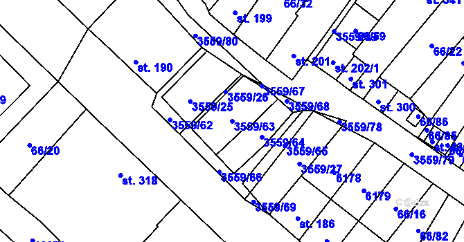 Parcela st. 3559/63 v KÚ Hrabětice, Katastrální mapa