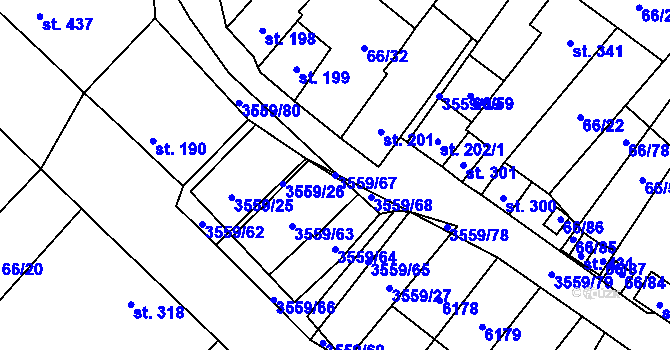 Parcela st. 3559/67 v KÚ Hrabětice, Katastrální mapa