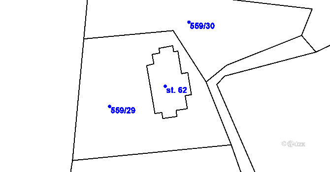 Parcela st. 62 v KÚ Hrabice, Katastrální mapa