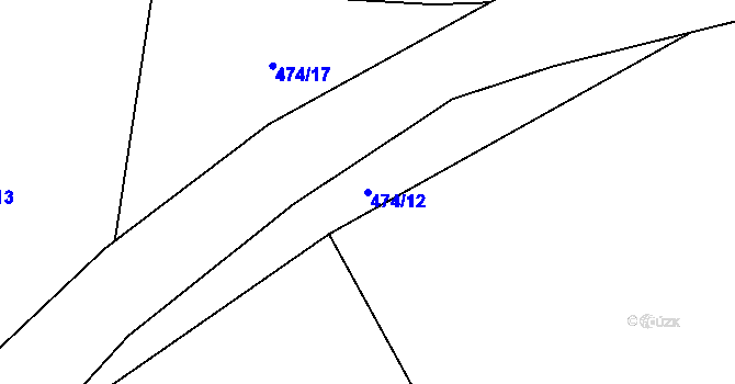 Parcela st. 474/12 v KÚ Hrabice, Katastrální mapa