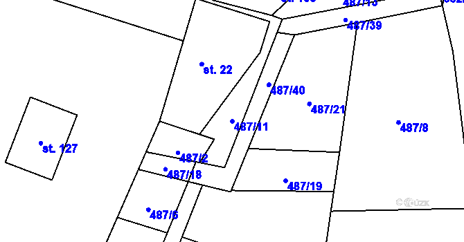 Parcela st. 487/11 v KÚ Hrabice, Katastrální mapa