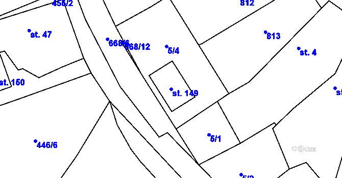 Parcela st. 149 v KÚ Hrabice, Katastrální mapa