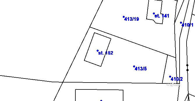 Parcela st. 152 v KÚ Hrabice, Katastrální mapa