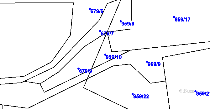 Parcela st. 959/10 v KÚ Křesanov, Katastrální mapa
