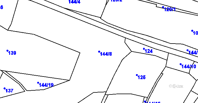 Parcela st. 144/8 v KÚ Křesanov, Katastrální mapa