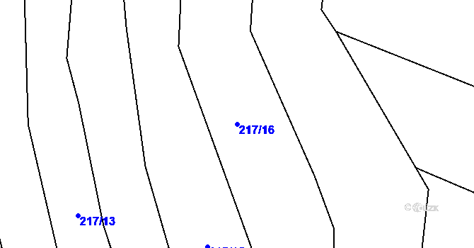 Parcela st. 217/16 v KÚ Křesanov, Katastrální mapa