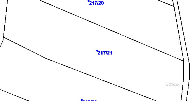 Parcela st. 217/21 v KÚ Křesanov, Katastrální mapa