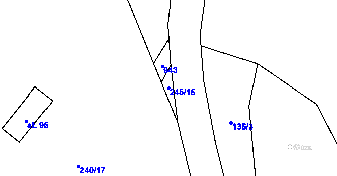 Parcela st. 245/15 v KÚ Křesanov, Katastrální mapa