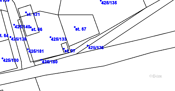 Parcela st. 425/136 v KÚ Křesanov, Katastrální mapa