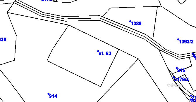 Parcela st. 63 v KÚ Hrabišín, Katastrální mapa