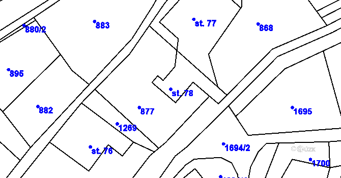 Parcela st. 78 v KÚ Hrabišín, Katastrální mapa