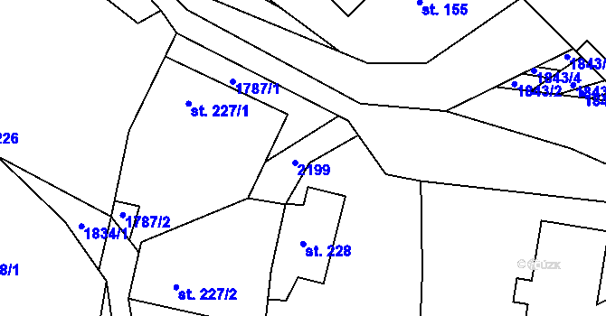 Parcela st. 227/3 v KÚ Hrabišín, Katastrální mapa