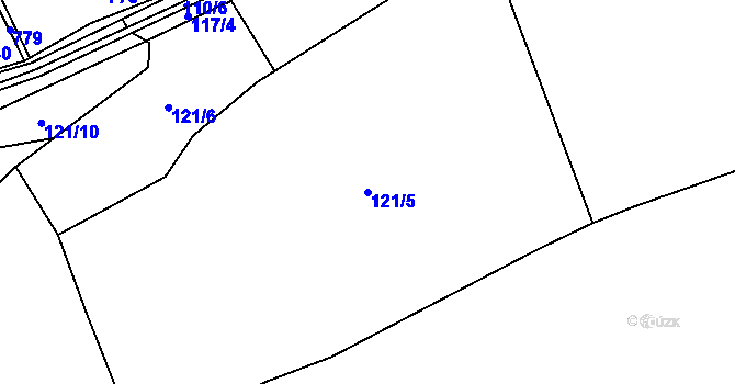 Parcela st. 121/5 v KÚ Hrabišín, Katastrální mapa