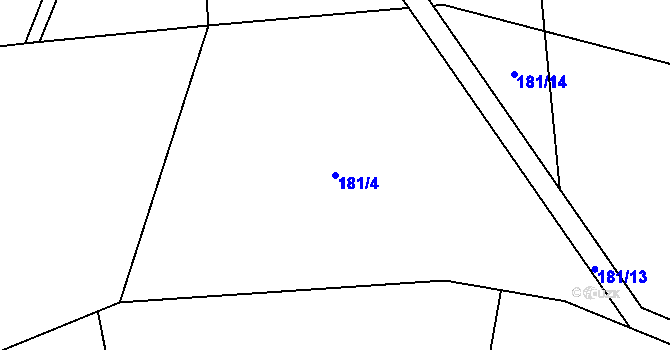 Parcela st. 181/4 v KÚ Hrabišín, Katastrální mapa