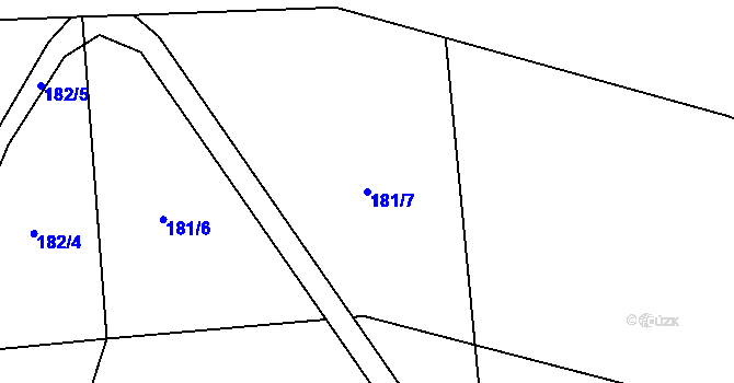 Parcela st. 181/7 v KÚ Hrabišín, Katastrální mapa