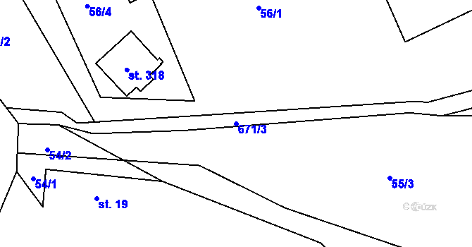 Parcela st. 671/3 v KÚ Hrabišín, Katastrální mapa