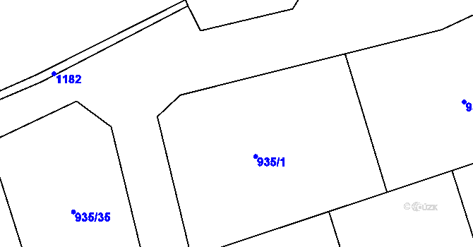 Parcela st. 935/1 v KÚ Hrabišín, Katastrální mapa