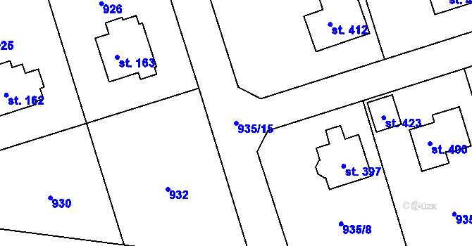 Parcela st. 935/15 v KÚ Hrabišín, Katastrální mapa