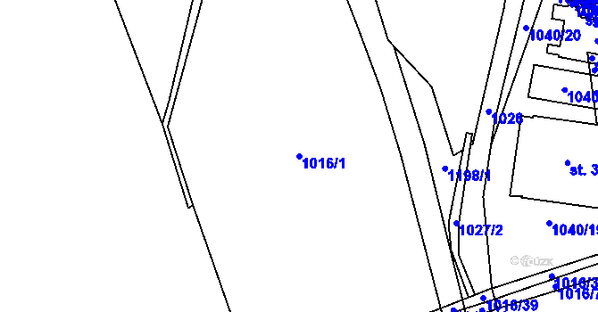 Parcela st. 1016/1 v KÚ Hrabišín, Katastrální mapa