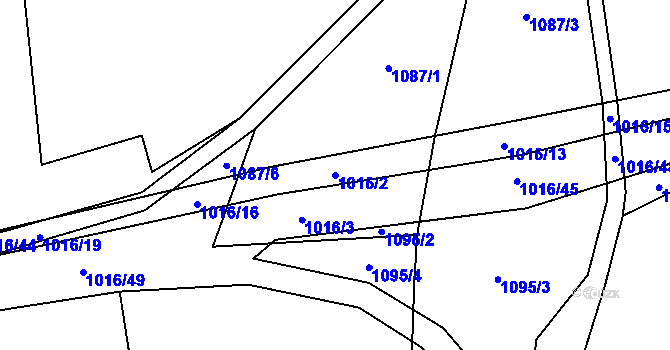 Parcela st. 1016/2 v KÚ Hrabišín, Katastrální mapa