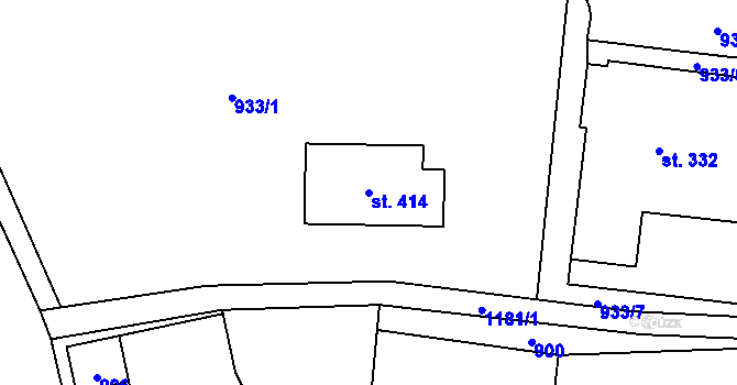 Parcela st. 414 v KÚ Hrabišín, Katastrální mapa