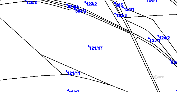 Parcela st. 121/17 v KÚ Hrabišín, Katastrální mapa