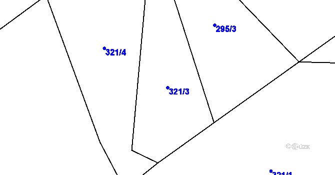 Parcela st. 321/3 v KÚ Hrabišín, Katastrální mapa