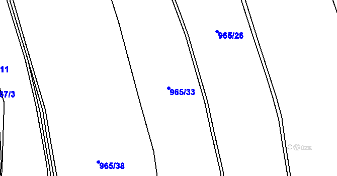 Parcela st. 965/33 v KÚ Hrabišín, Katastrální mapa