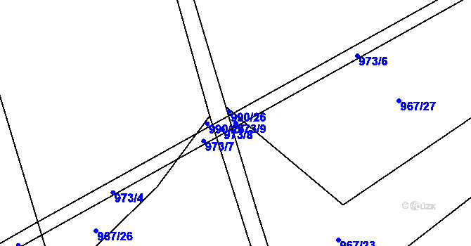 Parcela st. 973/9 v KÚ Hrabišín, Katastrální mapa