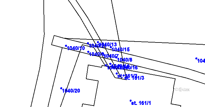 Parcela st. 1040/7 v KÚ Hrabišín, Katastrální mapa