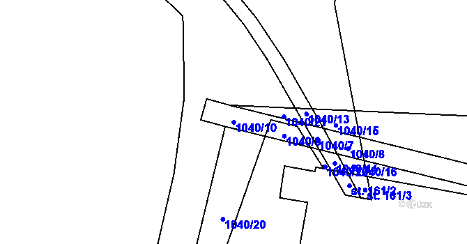 Parcela st. 1040/10 v KÚ Hrabišín, Katastrální mapa