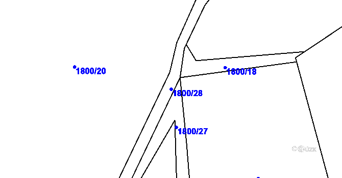Parcela st. 1800/28 v KÚ Hrabišín, Katastrální mapa
