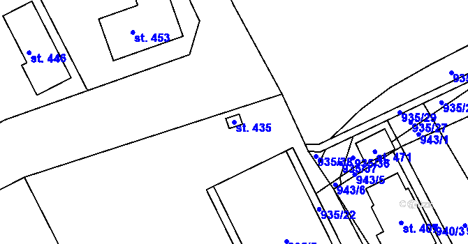 Parcela st. 435 v KÚ Hrabišín, Katastrální mapa