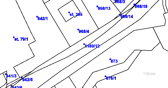 Parcela st. 1180/12 v KÚ Hrabišín, Katastrální mapa