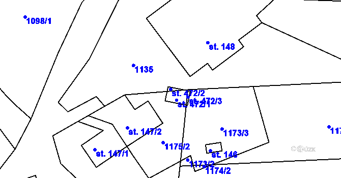 Parcela st. 472/2 v KÚ Hrabišín, Katastrální mapa