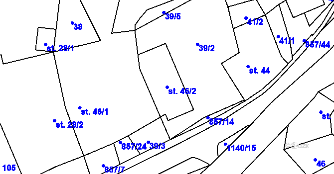 Parcela st. 46/2 v KÚ Hrabová u Dubicka, Katastrální mapa